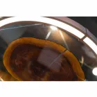 Moderne lysekrone i stål og glas med træindsats fremstillet i Italien - Seoul Viadurini