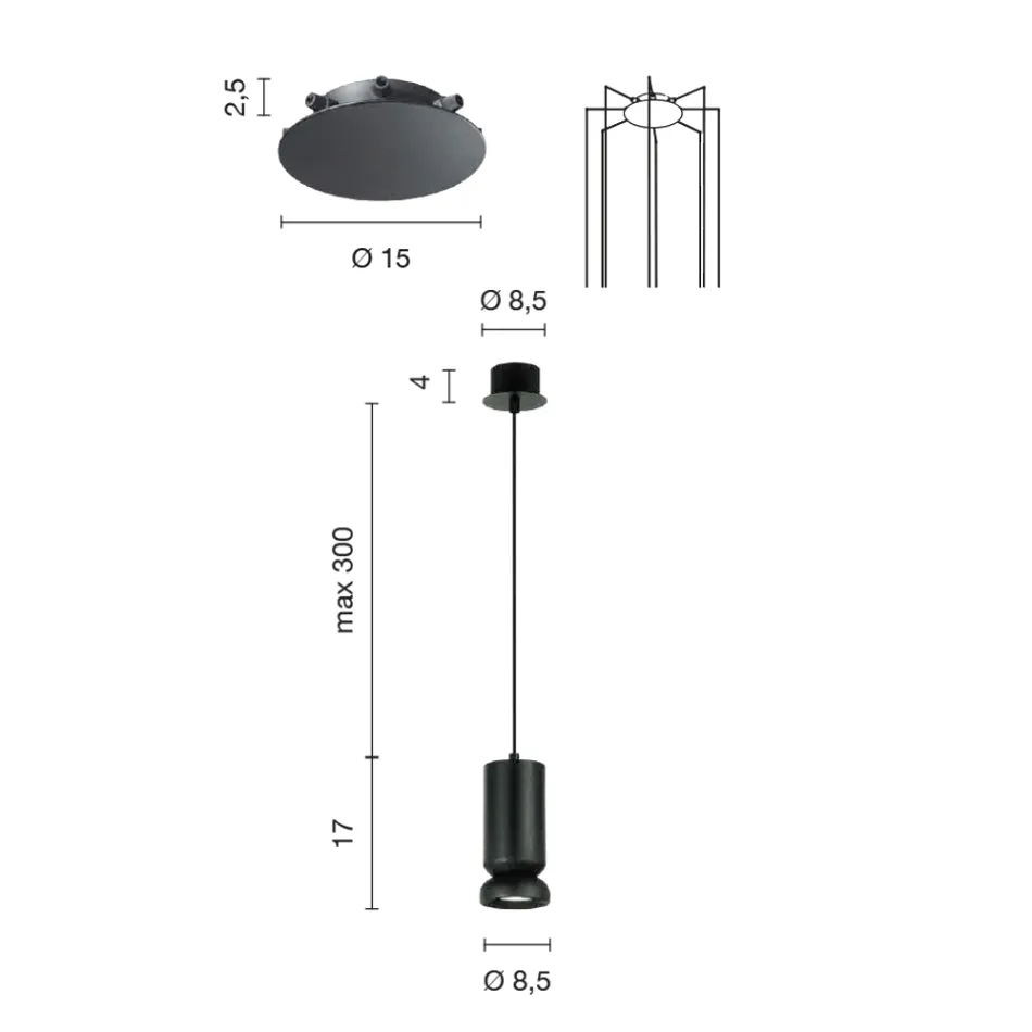 Moderne lysekrone i pulverlakeret aluminium og justerbart kabel - Buxus Viadurini