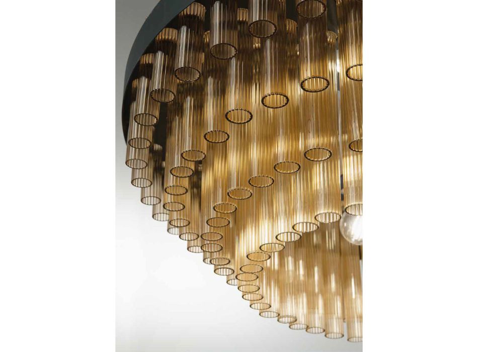 Moderne blæst glas- og metallysekrone Italiensk håndværk - Maesta Viadurini