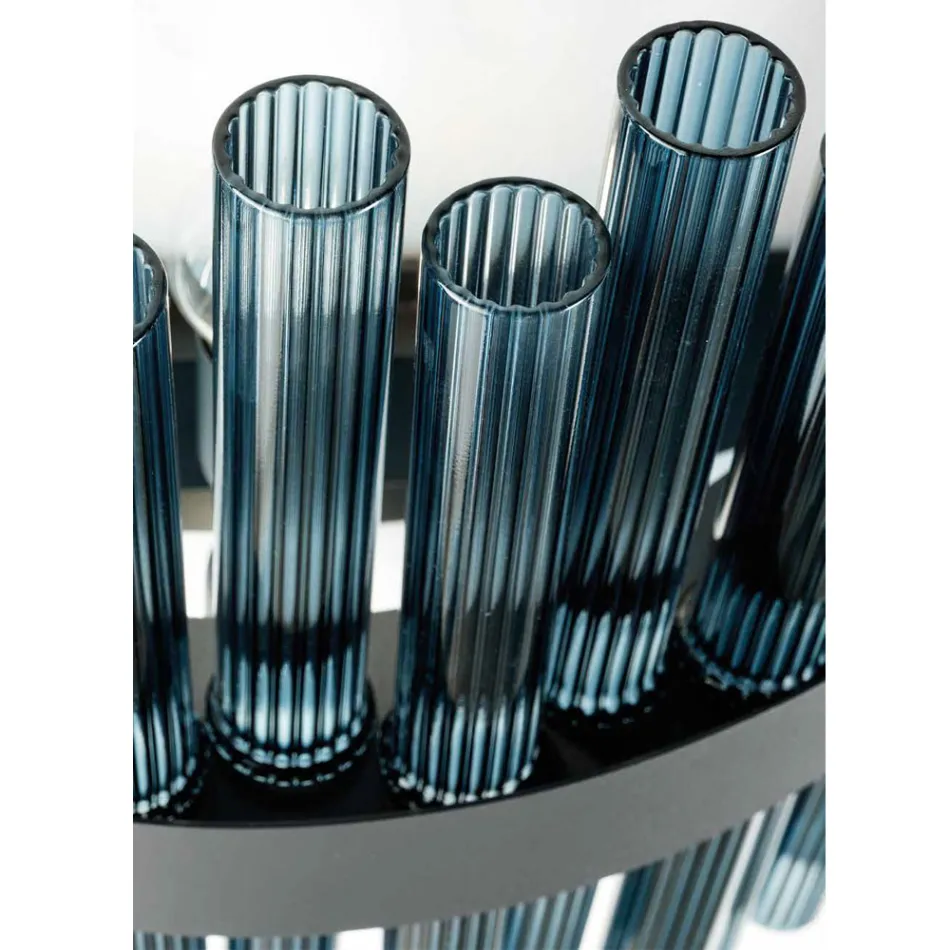 Moderne blæst glas- og metallysekrone Italiensk håndværk - Maesta Viadurini