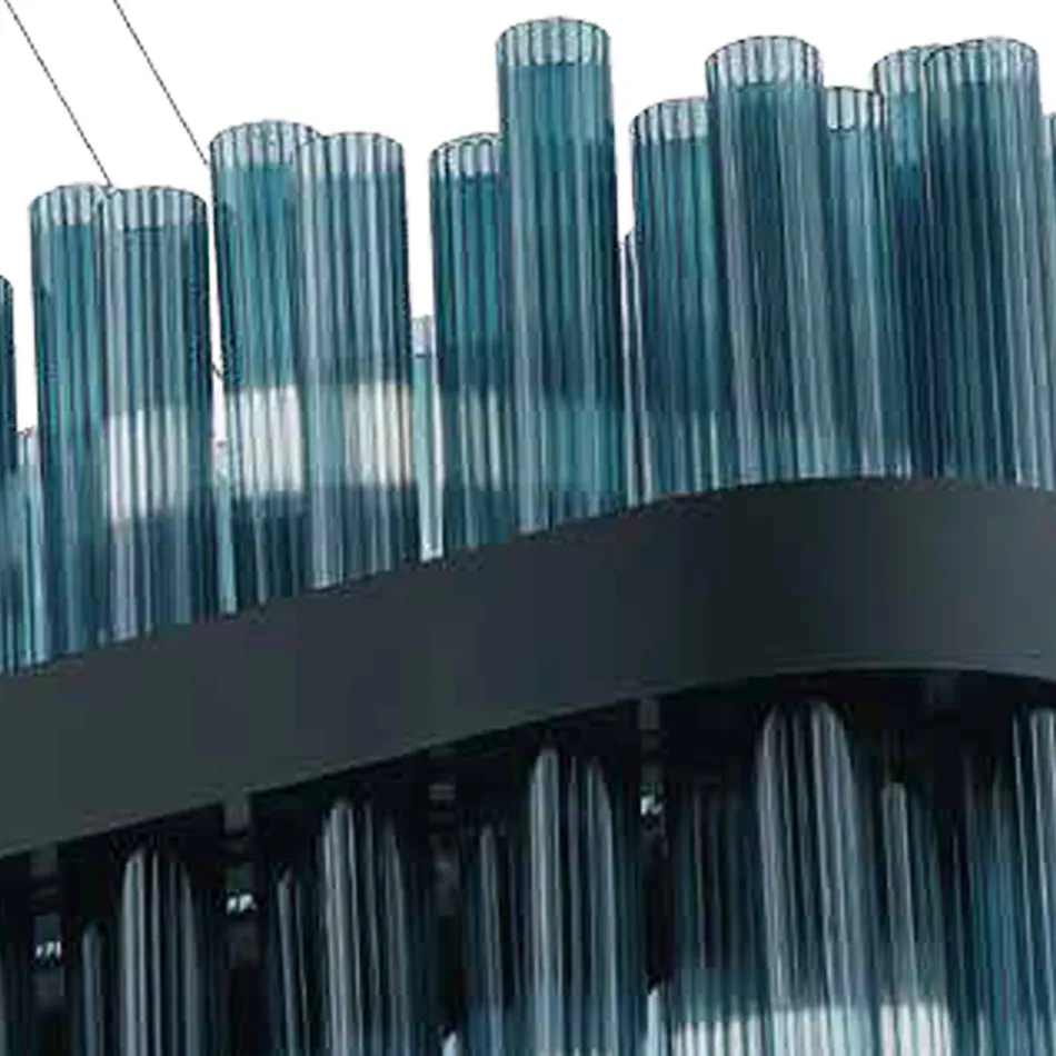 Moderne blæst glas- og metallysekrone Italiensk håndværk - Maesta Viadurini