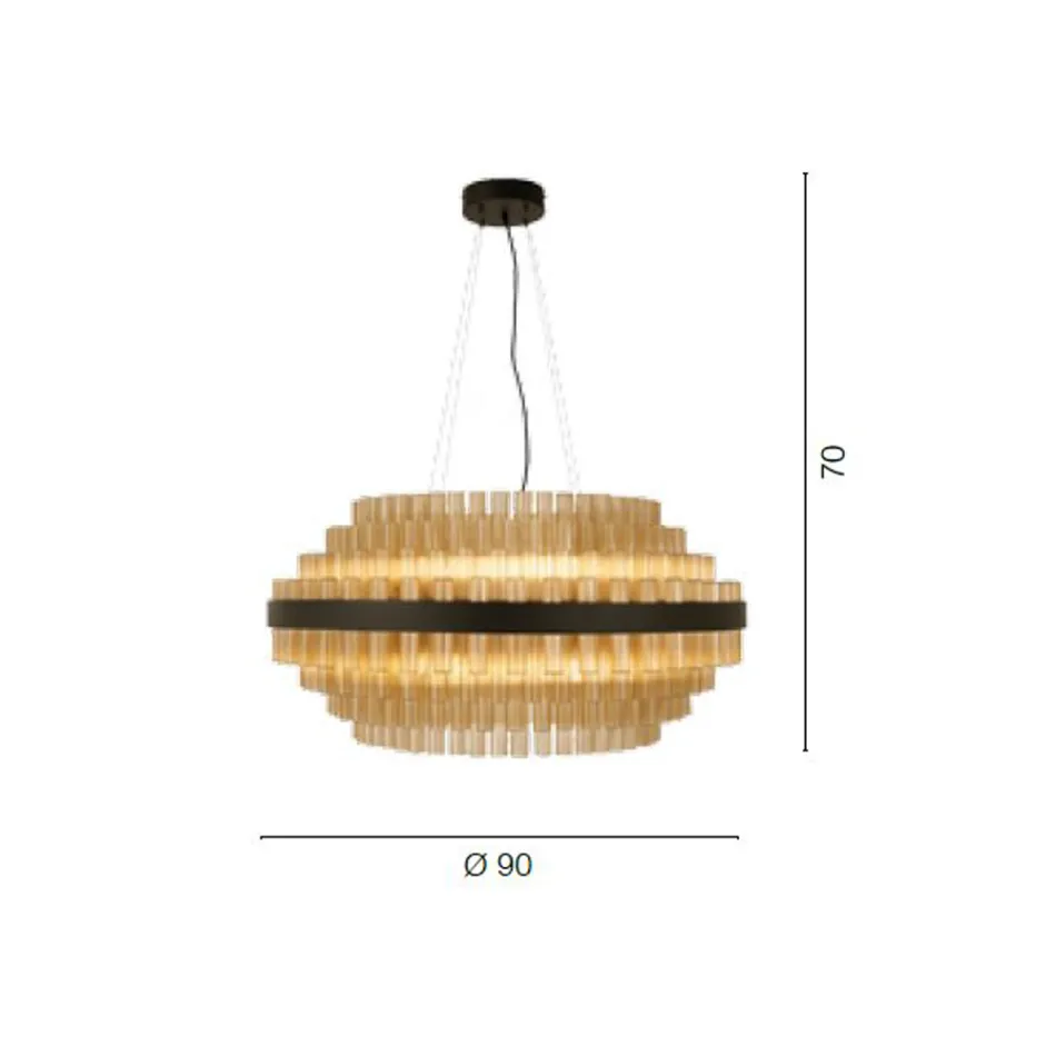 Moderne blæst glas- og metallysekrone Italiensk håndværk - Maesta Viadurini