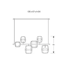 Vandret lysekrone i metal og gennemsigtigt Pyrex-glas - Iperspazio Viadurini