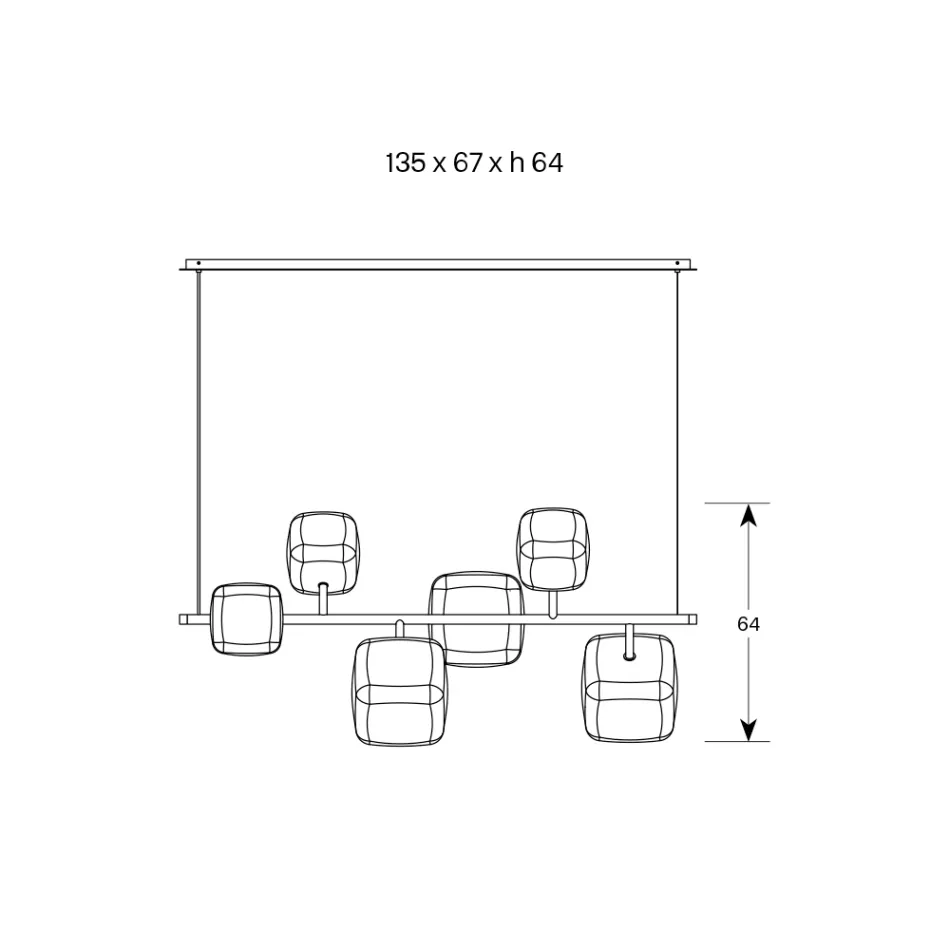 Vandret lysekrone i metal og gennemsigtigt Pyrex-glas - Iperspazio Viadurini