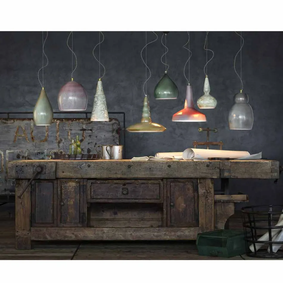 retro lysekrone udformet keramisk suspension Ferroluce Viadurini