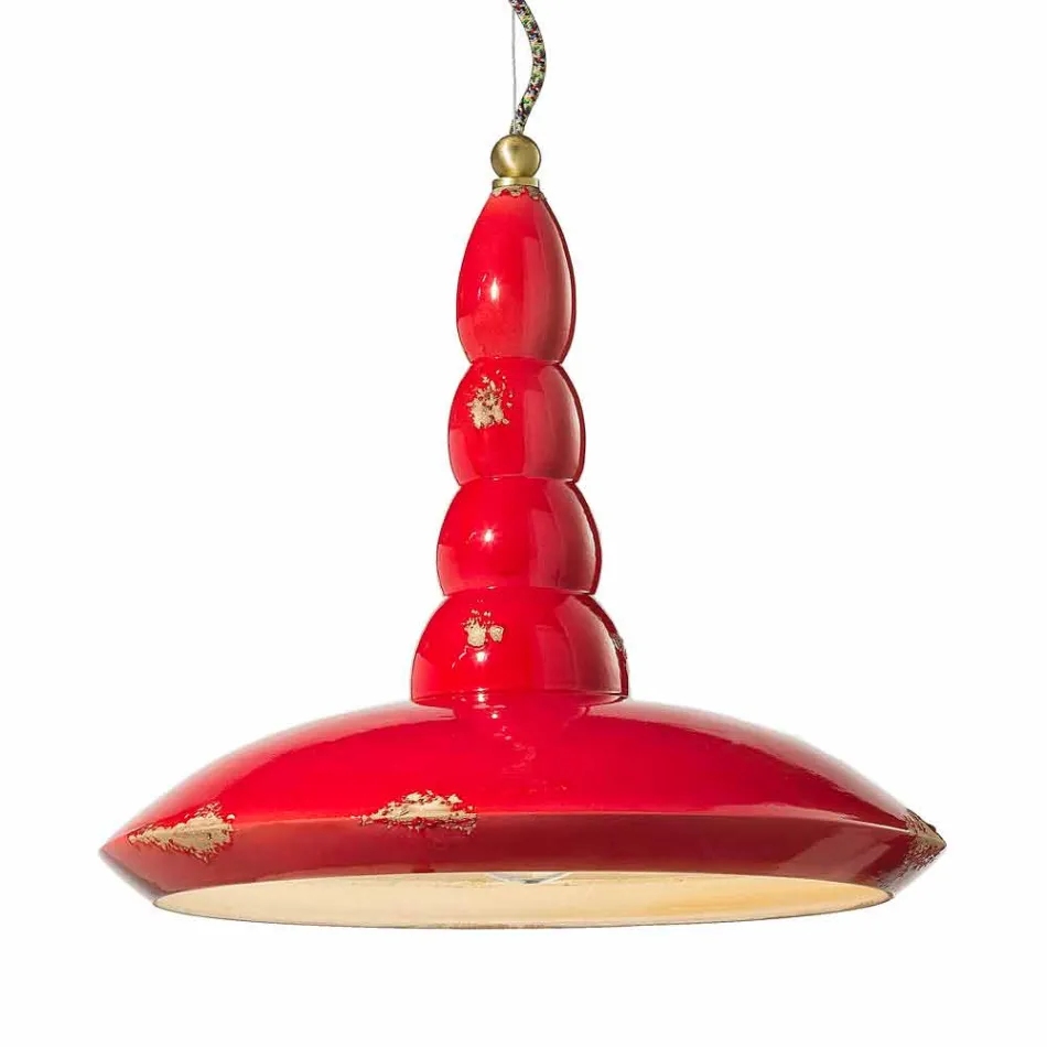 retro lysekrone udformet keramisk suspension Ferroluce Viadurini