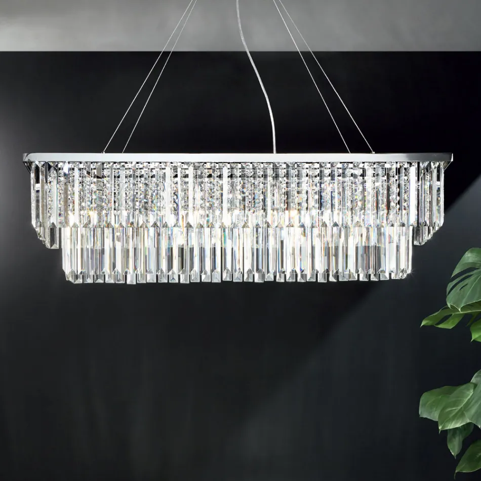 Klassisk ophængt lysekrone i metal og luksusskåret krystal - Mirielle Viadurini