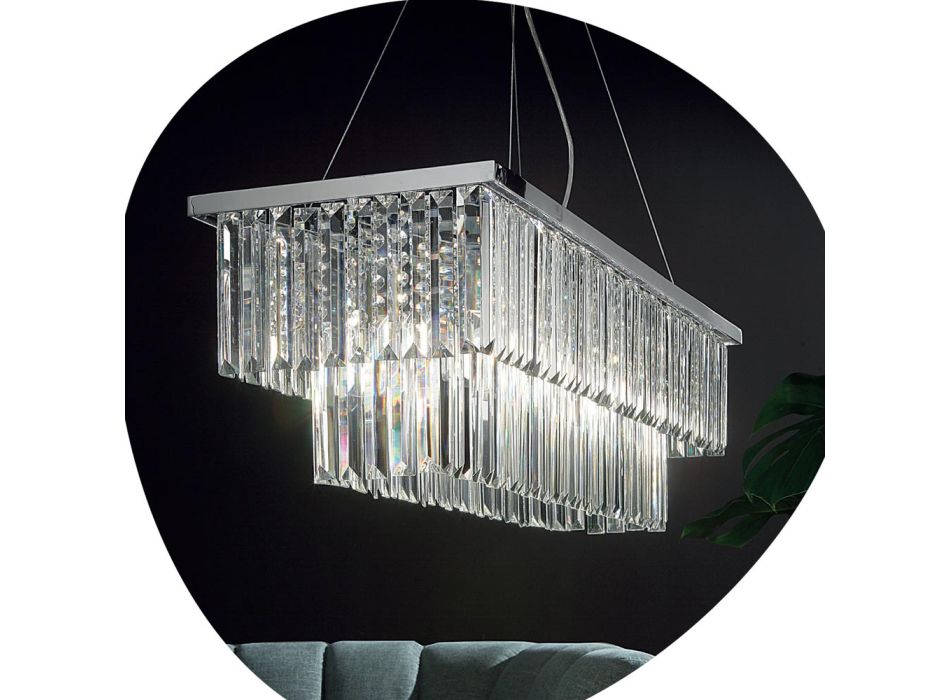 Klassisk ophængt lysekrone i metal og luksusskåret krystal - Mirielle Viadurini