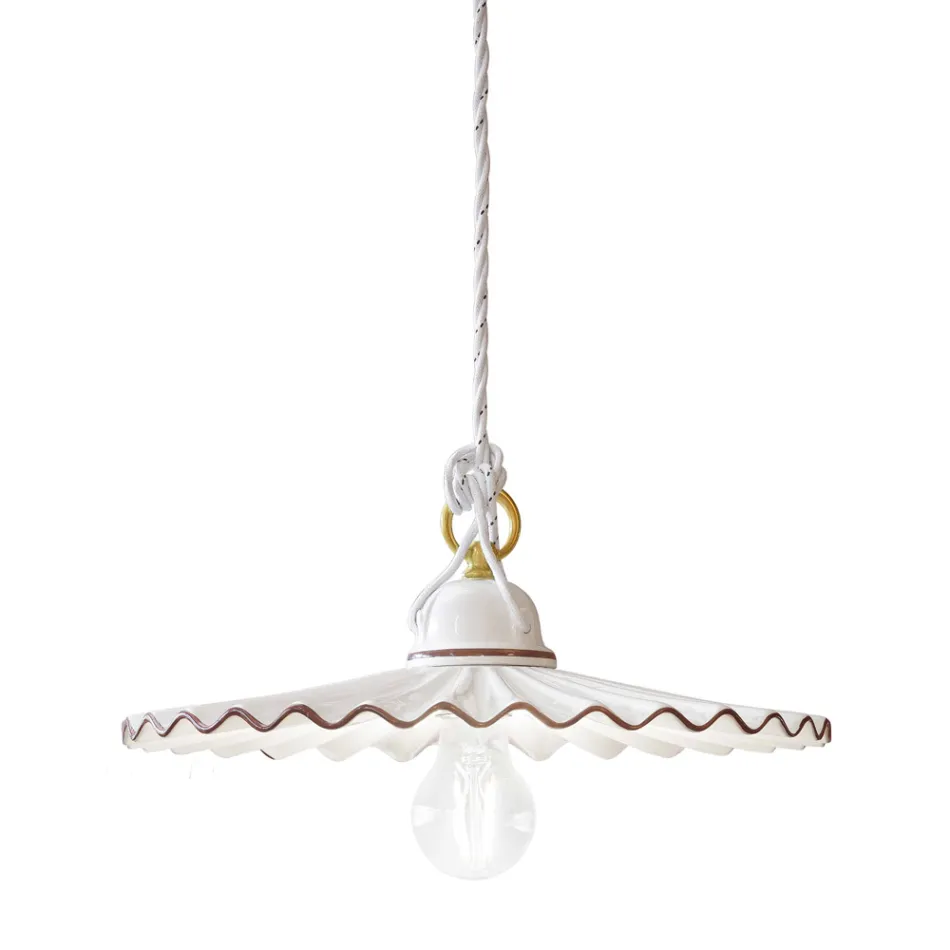 Lysekrone suspenderet i farvet tråd keramik Ferroluce L'Aquila Viadurini