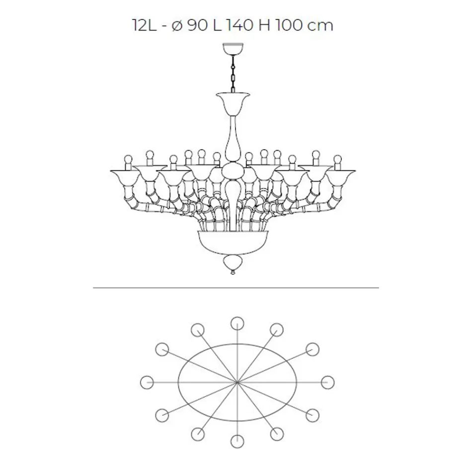 Klassisk lysekrone i håndblæst venetiansk glas - forfængelighed Viadurini