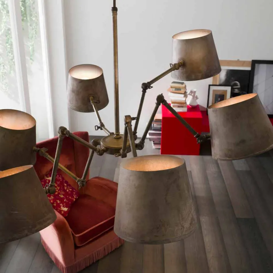 Industriel stil lysekrone i jern og messing Reporter Il Fanale Viadurini