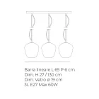 Tre-lys lineær barlysekrone i venetiansk glas fremstillet i Italien - Elisia Viadurini