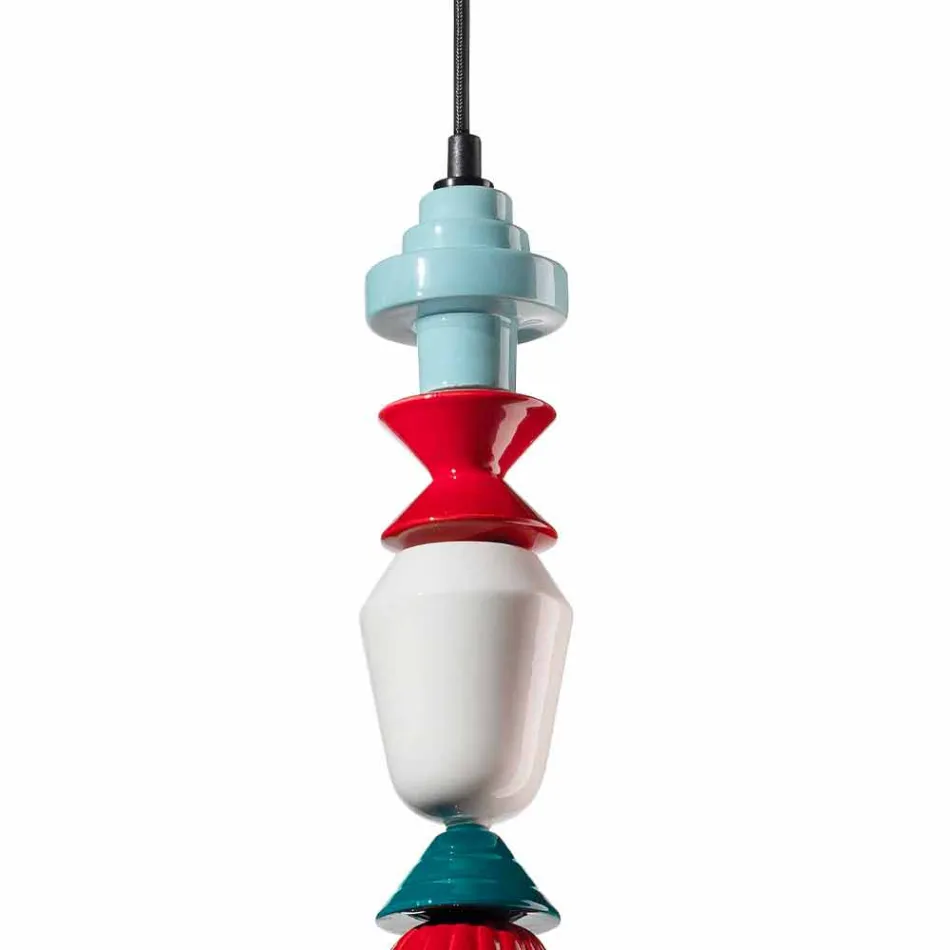 Vintage grøn eller gul keramisk lysekrone lavet i Italien - Ferroluce Lariat Viadurini