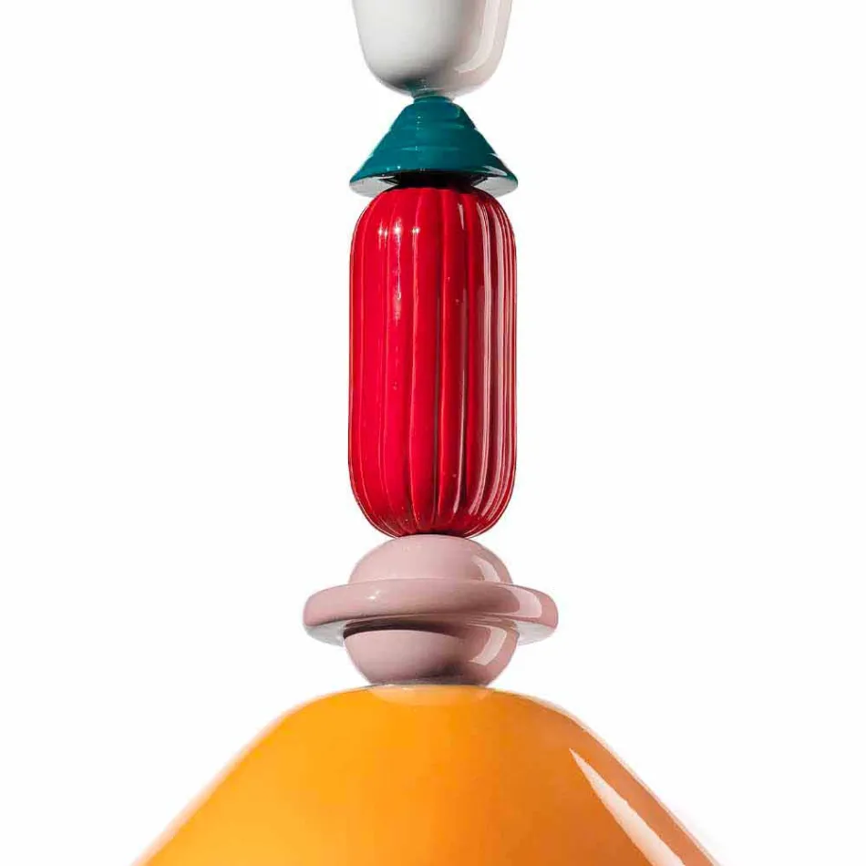 Vintage grøn eller gul keramisk lysekrone lavet i Italien - Ferroluce Lariat Viadurini