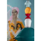 Vintage grøn eller gul keramisk lysekrone lavet i Italien - Ferroluce Lariat Viadurini