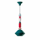 Vintage grøn eller gul keramisk lysekrone lavet i Italien - Ferroluce Lariat Viadurini