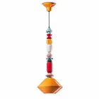 Vintage grøn eller gul keramisk lysekrone lavet i Italien - Ferroluce Lariat Viadurini