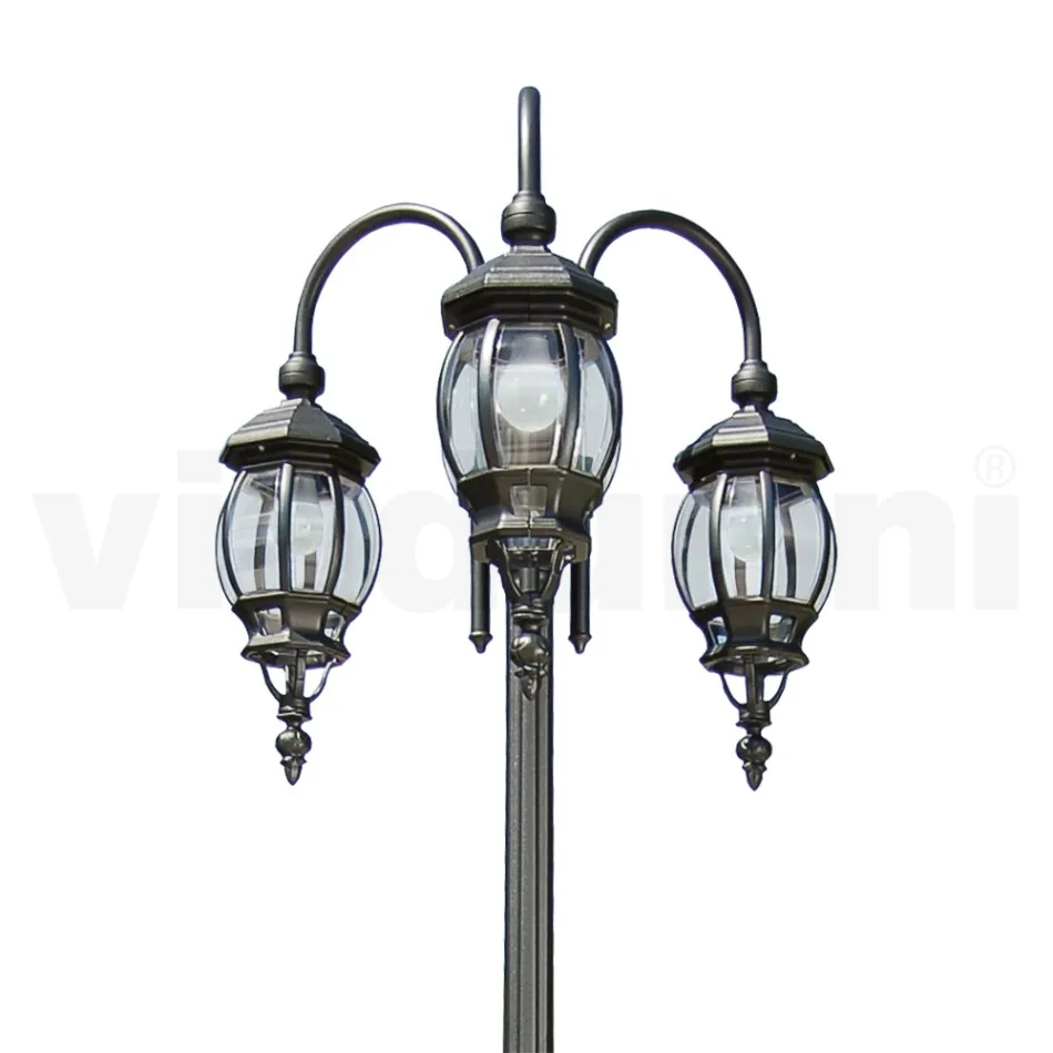 Lygtepæl 3 Lights Vintage Style i antracit aluminium Fremstillet i Italien - Empire Viadurini