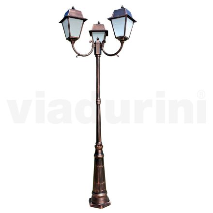 Lygtepæl 3 Lights Vintage Style i aluminium og glas lavet i Italien - Doroty Viadurini