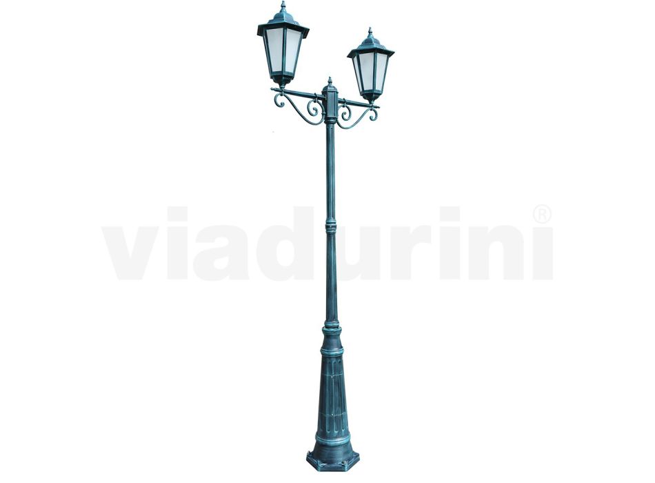 Lygtepæl 2 lys i aluminium og glas Made in Italy Vintage - Janira Viadurini