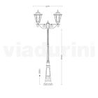 Lygtepæl 2 lys i aluminium og glas Made in Italy Vintage - Janira Viadurini