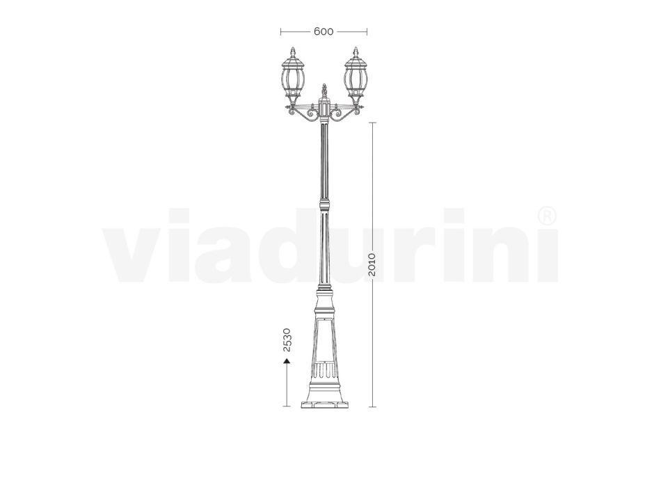 Lygtepæl 2 Lights Vintage Style i hvidt aluminium Fremstillet i Italien - Dodo Viadurini