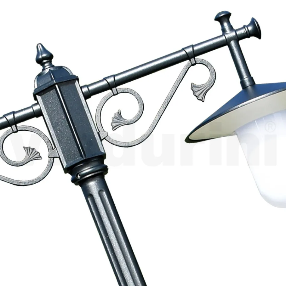 Lygtepæl 2 Lights Vintage Style i gråt aluminium Fremstillet i Italien - Belen Viadurini