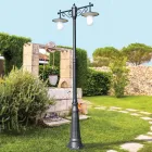 Lygtepæl 2 Lights Vintage Style i gråt aluminium Fremstillet i Italien - Belen Viadurini