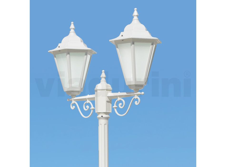 Vintage 2-Light Lampe i Hvid Aluminium Fremstillet i Italien - Terella Viadurini