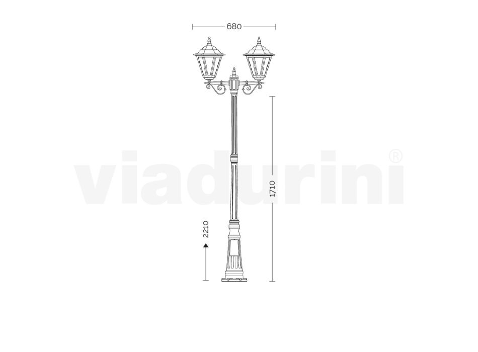 Vintage 2-Light Lampe i Hvid Aluminium Fremstillet i Italien - Terella Viadurini