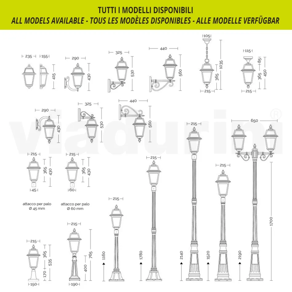 208 cm høj havelampe i antracit aluminium og sandblæst glas - Elric Viadurini