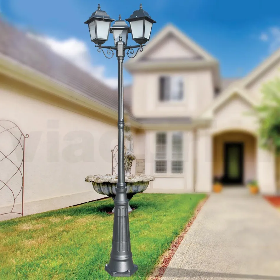 249 cm høj gadelampe i antracitglas og aluminium Made in Italy - Scintilla Viadurini