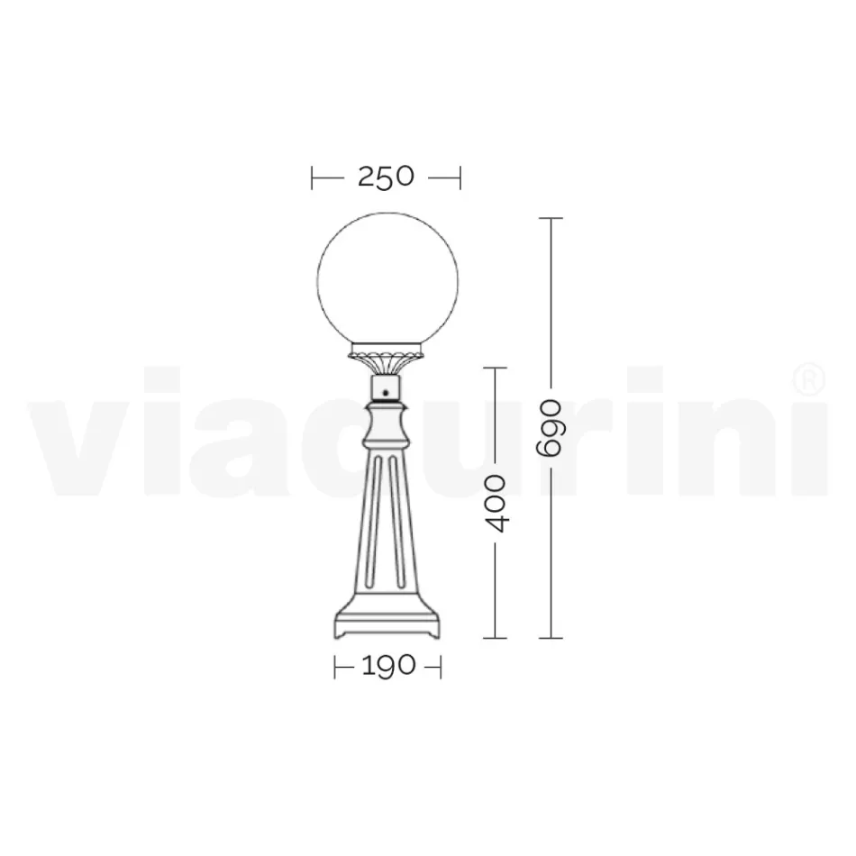 69 cm høj gadelampe i sort akryl og aluminium lavet i Italien - Trovanero Viadurini