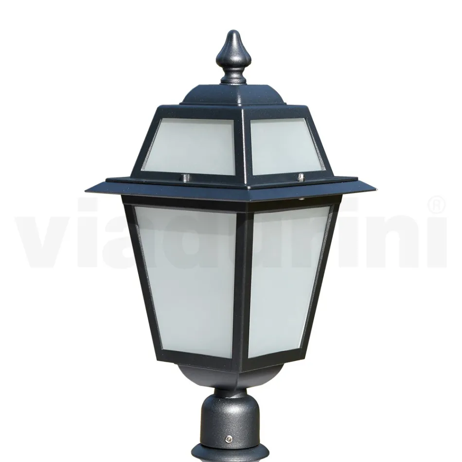 Havelygtepæl 76,5 cm høj i antracit aluminium og sandblæst glas - Elric Viadurini