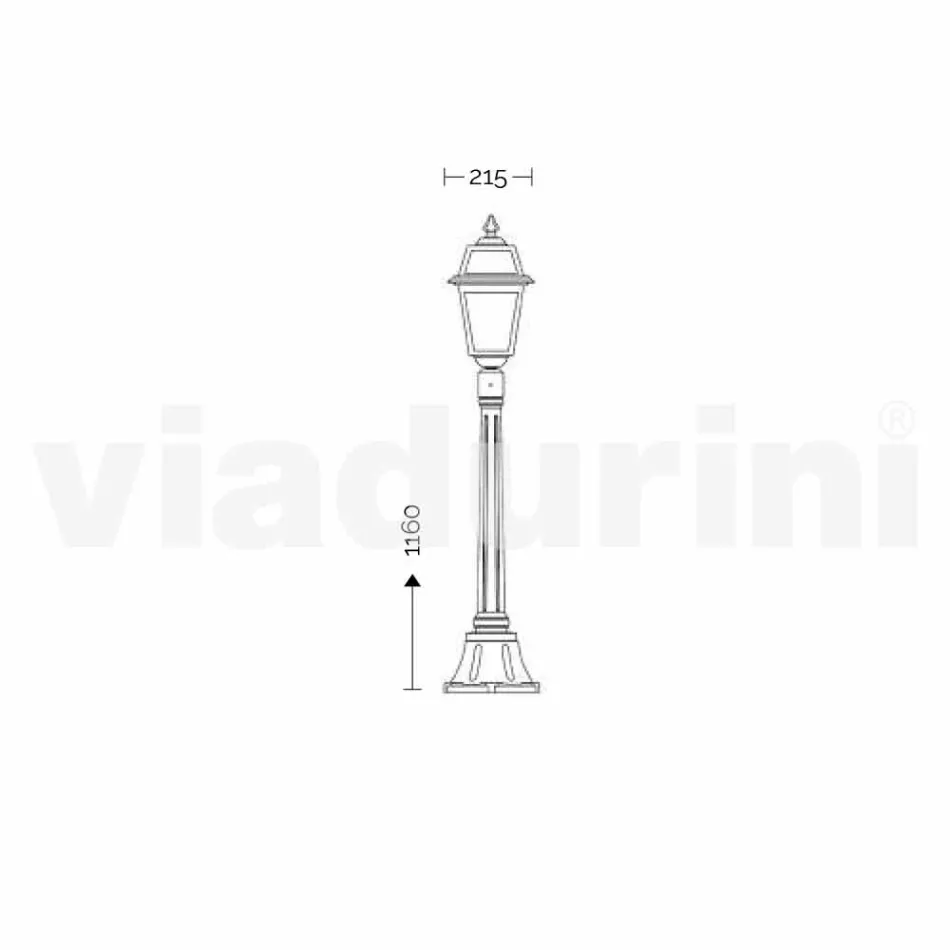 Lavt streetlight til udendørs i aluminium produceret i Italien, Kristel Viadurini