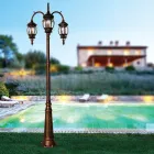 Udendørslampe 3 lys i aluminium vintagestil lavet i Italien - Leona Viadurini