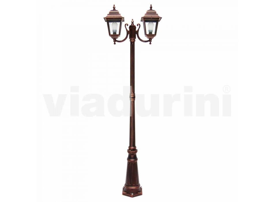 2-lys aluminium gadelampe lavet i Italien, Aquilina Viadurini