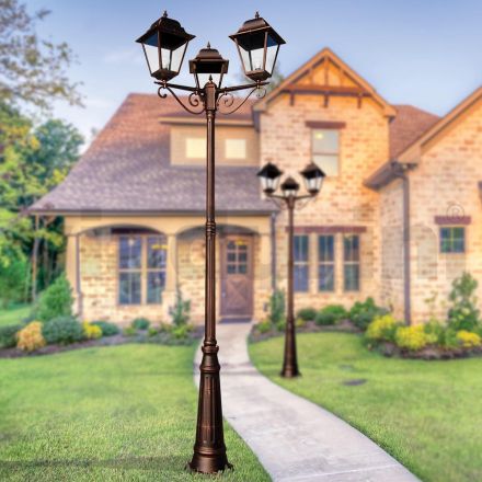 296 cm høj udendørslampe i glas og trykstøbt aluminium - Alchemist Viadurini