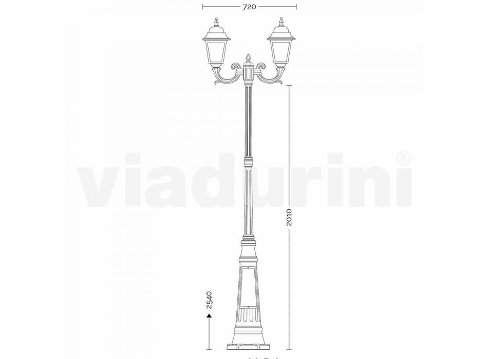 Klassisk udendørs aluminium gadelampe lavet i Italien, Aquilina Viadurini