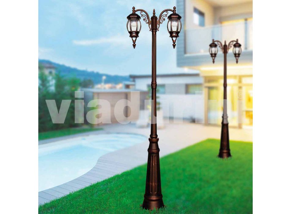 Klassisk udendørs lampe stolpe i støbt aluminium lavet i Italien, Anika Viadurini