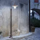 Udendørs lygtepæl i sort aluminium og håndmalede blomster - Latina Viadurini