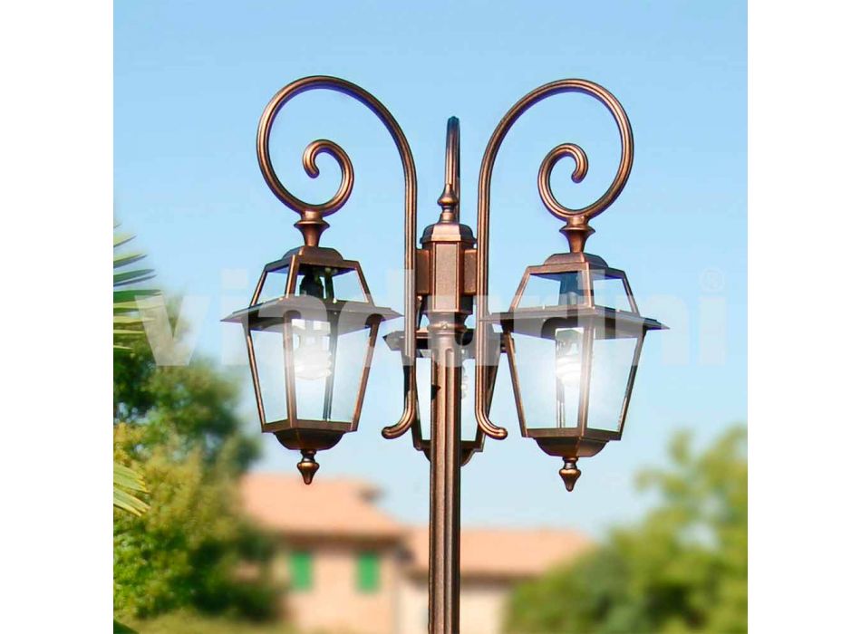 Kristel, tre lys aluminium haven lampe lavet i Italien Viadurini