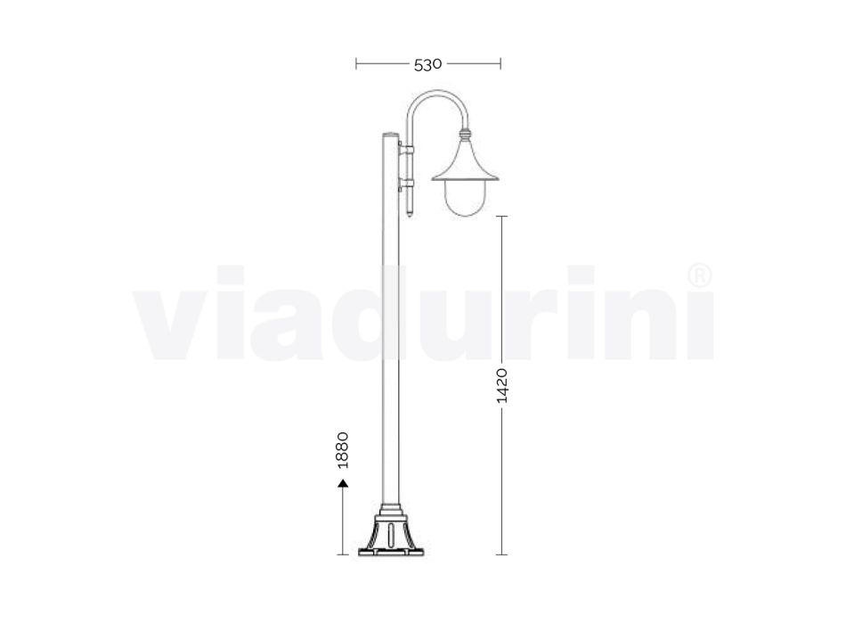 Hvid aluminium havelampe med 1 lys produceret i Italien, Anusca Viadurini