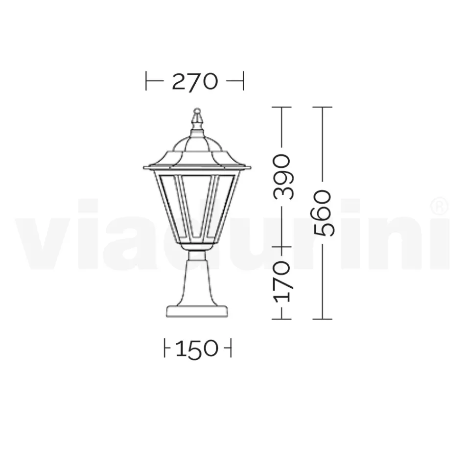 Havelampe i sandblæst glas og 5 aluminiumsfinisher - Pinako Viadurini