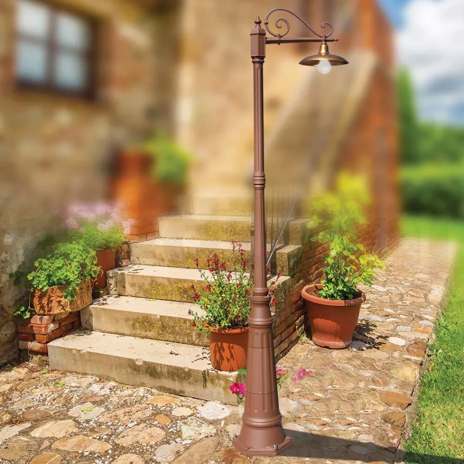 Vintage havelampe i aluminium og messing Fremstillet i Italien - Adela Viadurini