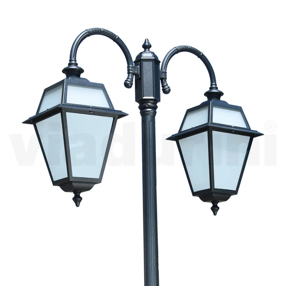 Havelampe med 2 lys i aluminium og glas Made in Italy - Vivian Viadurini