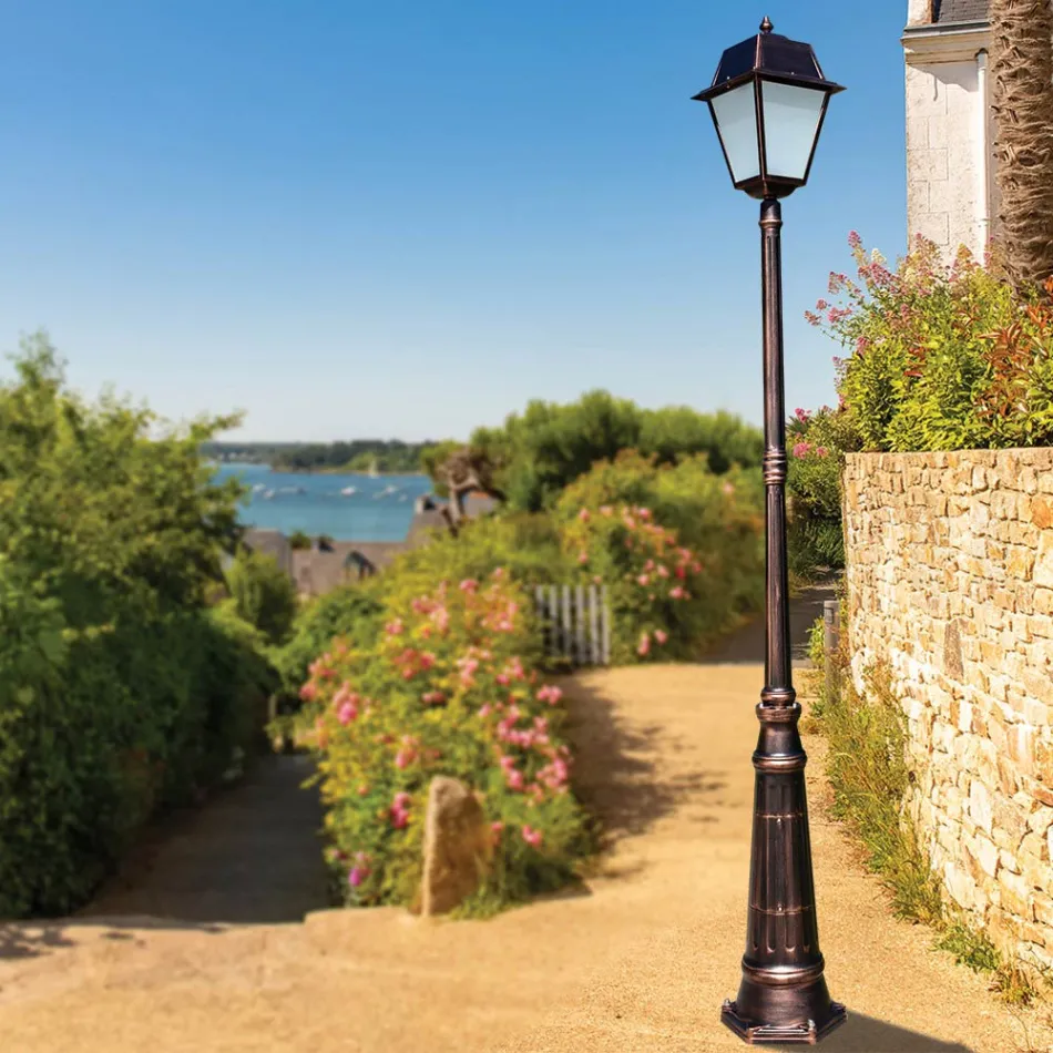 Vintage stil havelampe i aluminium og glas lavet i Italien - Doroty Viadurini