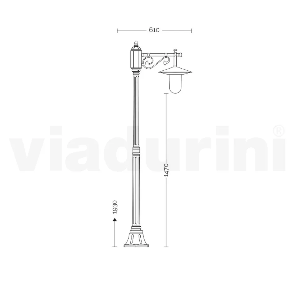 Vintage stil havelampe i gråt aluminium lavet i Italien - Belen Viadurini