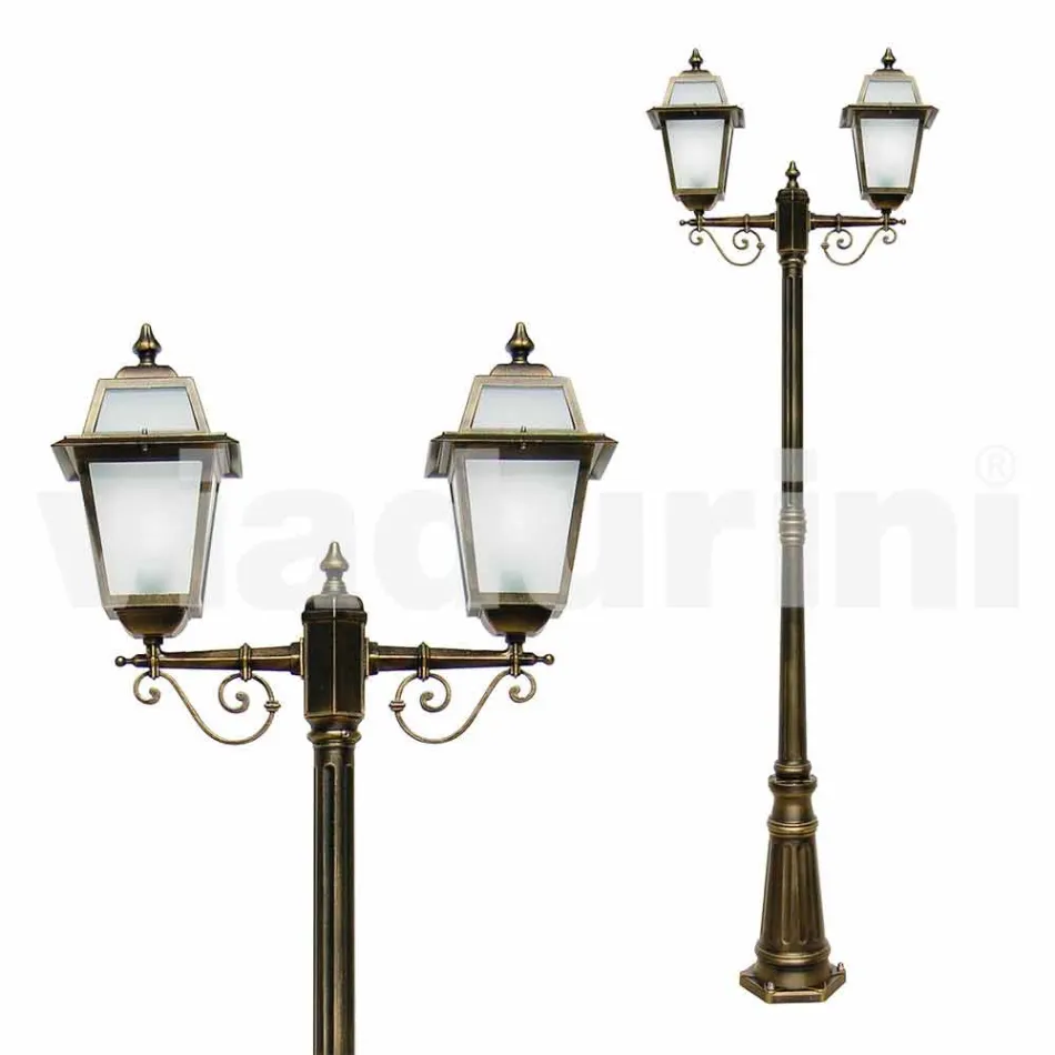 Udendørs lampe med to lys i aluminium lavet i Italien, Kristel Viadurini