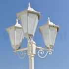 Gadelampe i vintagestil 3 lys i aluminium og glas lavet i Italien - Terella Viadurini